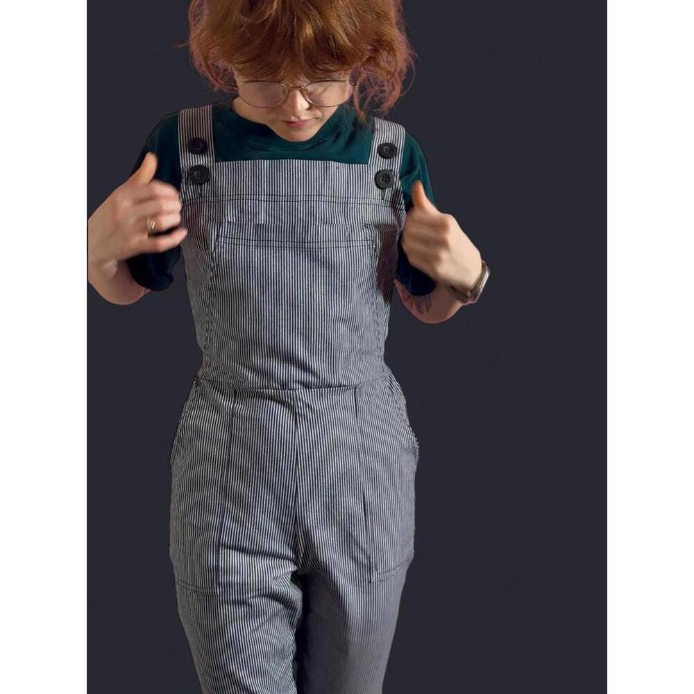 Nooworks railroad stripes overall jumpsuit